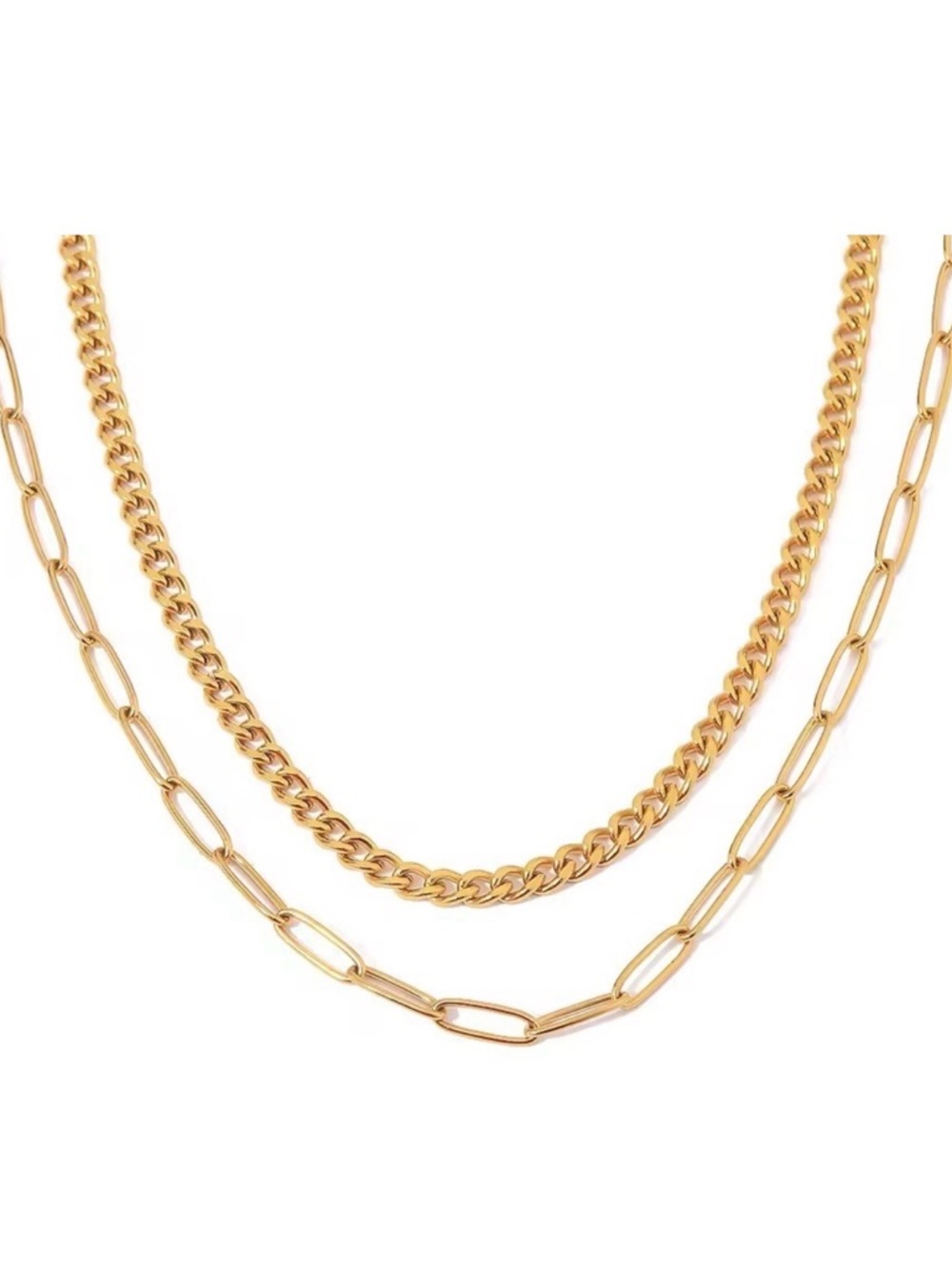18K Gold Plated Double Layer Necklace - Waterproof Jewelry